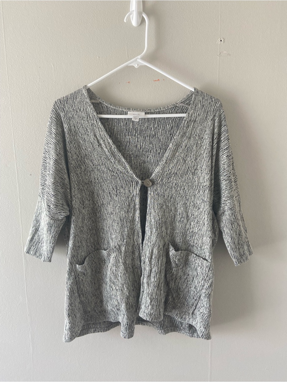J.Jill linen blend one button cardigan lagenlook oversized XS gray 1/2 sleeve